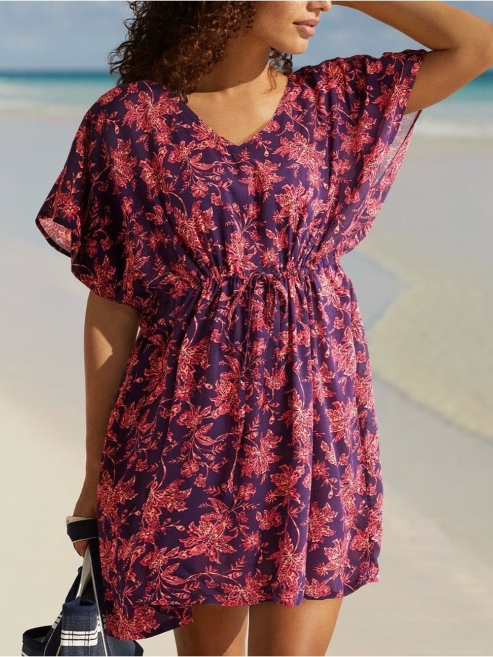Lands' End  Swim Cover-Up Tunic with Pink Floral Print XL-XXL